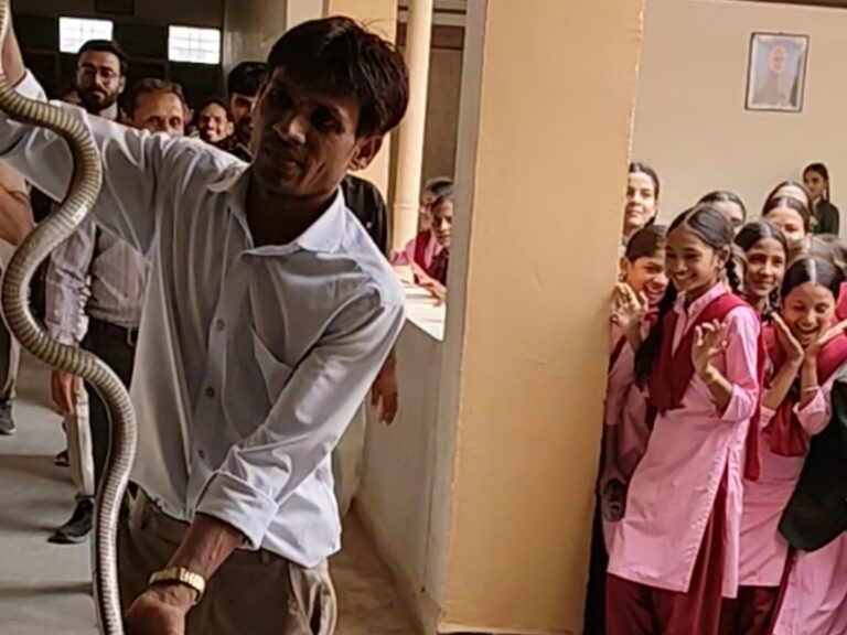 कन्या परिसर में तीन सांप दिखने से मचा हड़कंप, छात्राओं के शौचालय से 7–8 फीट लंबे सांप का किया गया रेस्क्यू